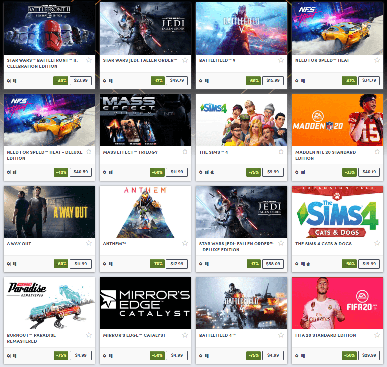 New Years PC Game Deals Humble Bundle - EA New Years Sale